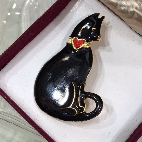 Vintage signed Vero black cat brooch pin - Picture 7 of 7